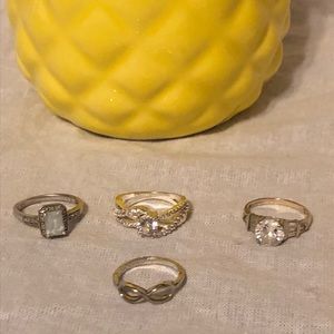 4 Beautiful Silver Tone Rings